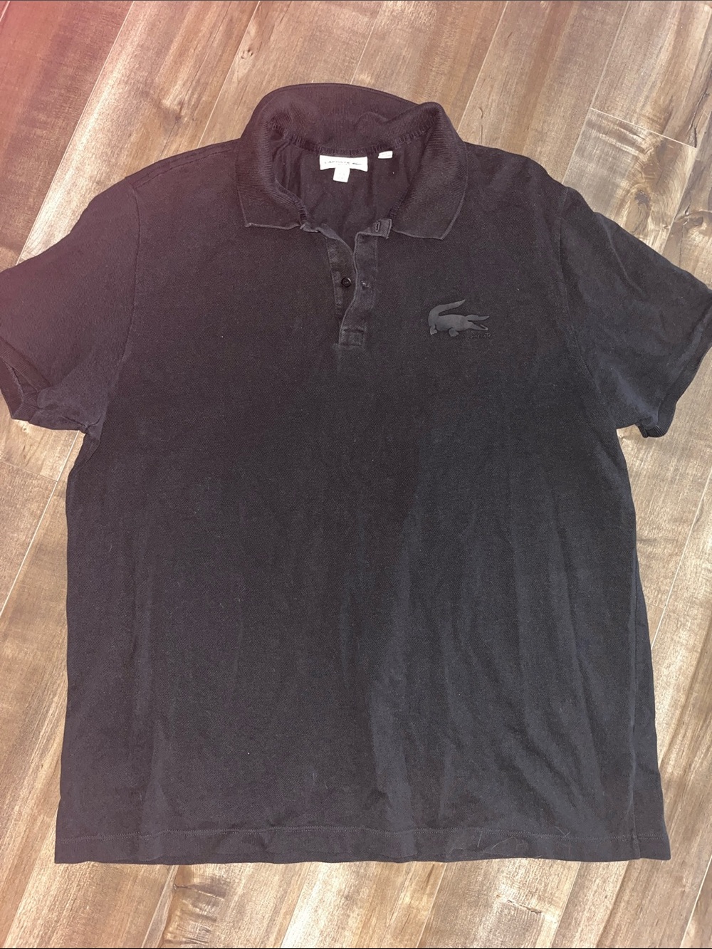 Lacoste Black Polo with Tonal Croc Logo